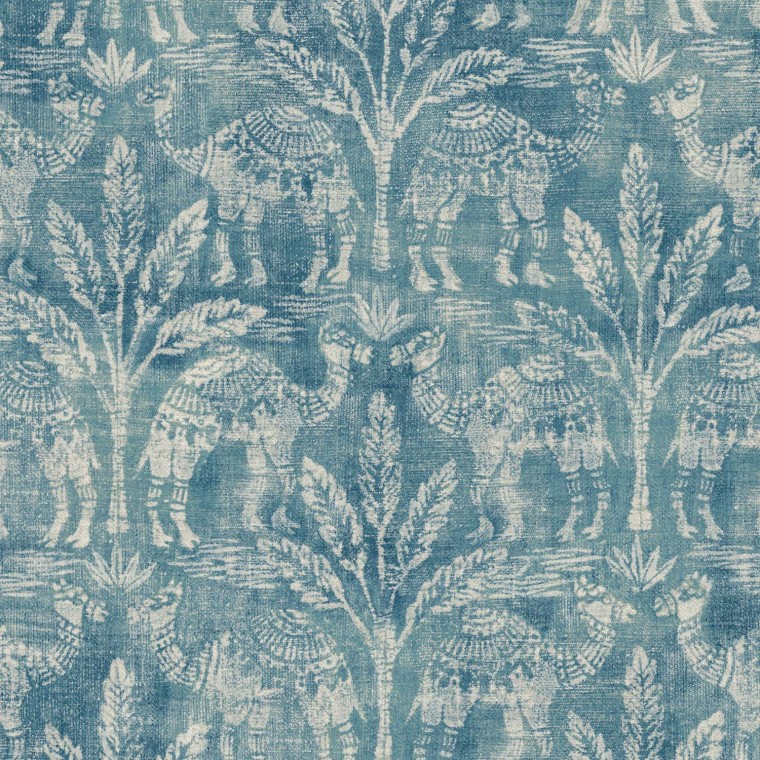 Toubkal Lapis Printed Cotton Fabric