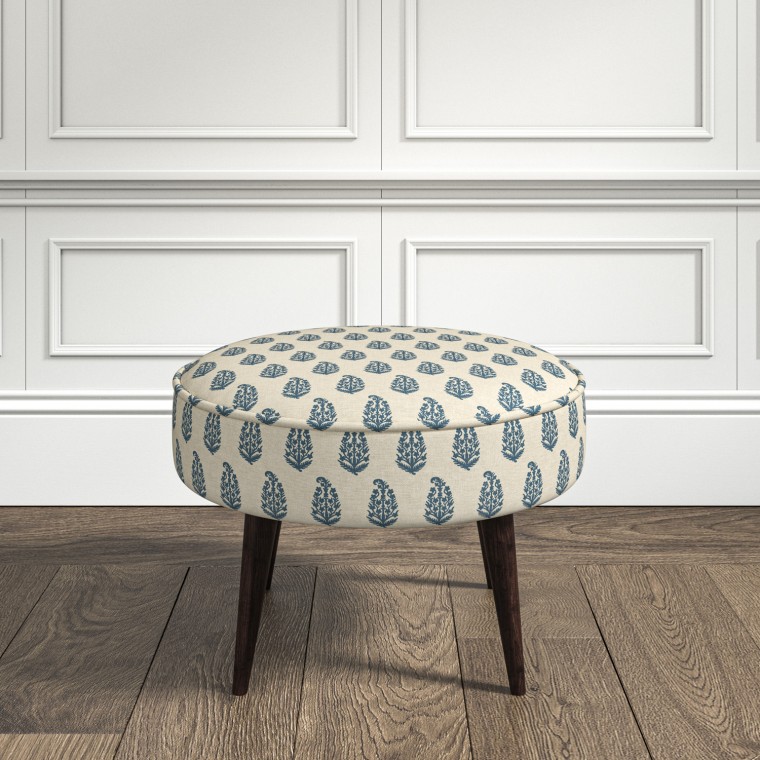 furniture brancaster footstool indira indigo print lifestyle