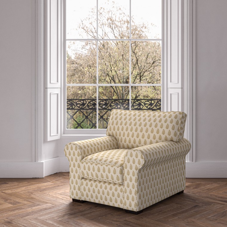 furniture vermont fixed chair indira ochre print lifestyle