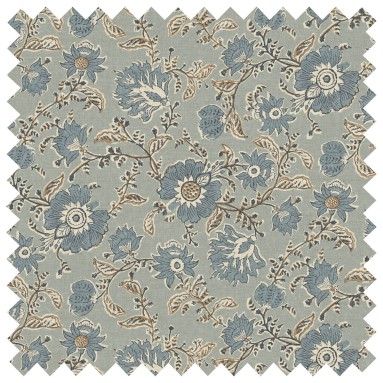Latika Aqua Printed Cotton Fabric