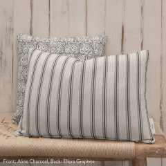 Aline Charcoal Printed Cotton Cushion 55cm x 38cm