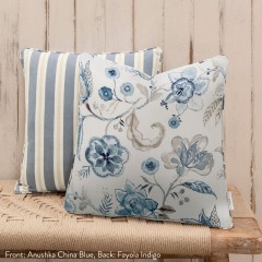 Anushka China Blue Printed Cotton Cushion 43cm x 43cm