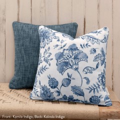 Kamila Indigo Printed Cotton Cushion 43cm x 43cm