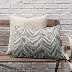 Kelim Charcoal Printed Cotton Cushion 55cm x 38cm