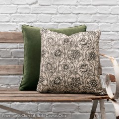 Lotus Charcoal Printed Cotton Cushion 43cm x 43cm