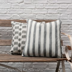 Patola Graphite Printed Cotton Cushion 43cm x 43cm