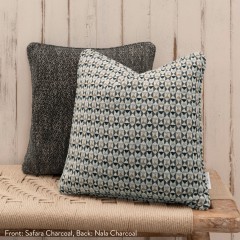 Safara Charcoal Woven Cushion 43cm x 43cm