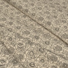 Fabric Lotus Charcoal Print Wave