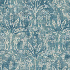 Toubkal Lapis Printed Cotton Fabric