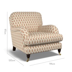 furniture bliss chair indira rust print dimension