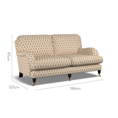 furniture bliss medium sofa indira rust print dimension