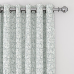 ready made curtain ellora twilight print eyelet lined detail