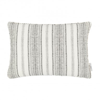 Bodo Stripe Charcoal Printed Cotton Cushion 55cm x 38cm