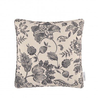 Kamila Charcoal Printed Cotton Cushion 43cm x 43cm