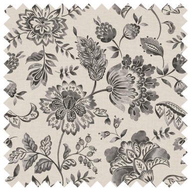 Kamila Charcoal Printed Cotton Fabric