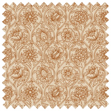 Lotus Ginger Printed Cotton Fabric