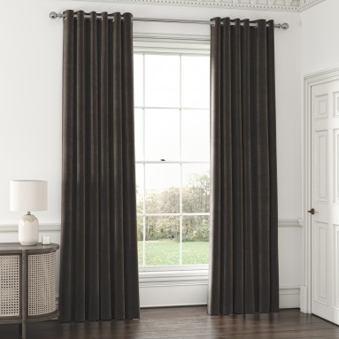 Cosmos Graphite Eyelet Lined Ready Made Curtains