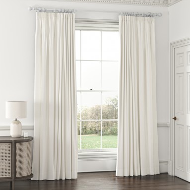 Flanders Alabaster Pencil Pleat Lined Ready Made Curtains