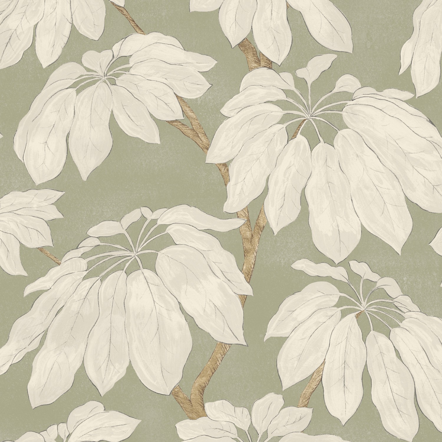 Delicate Stems Wallpaper in Shades of Cream on Seafoam Green  Lucie Annabel