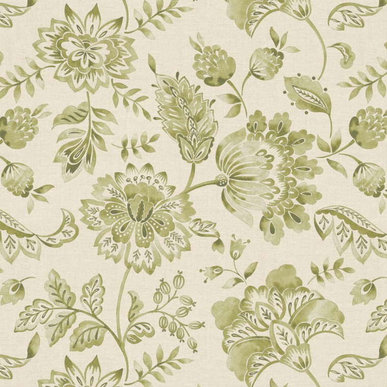 Kamila Olive Printed Cotton Fabric